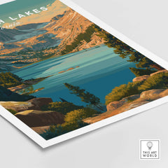 Mammoth Lakes Poster California - Rugged Mountain Wall Art featuring scenic mountains and a tranquil lake.