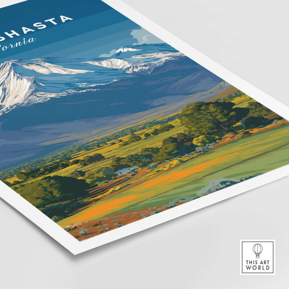 Mount Shasta California print showcasing vibrant landscapes, perfect wall art for nature lovers.
