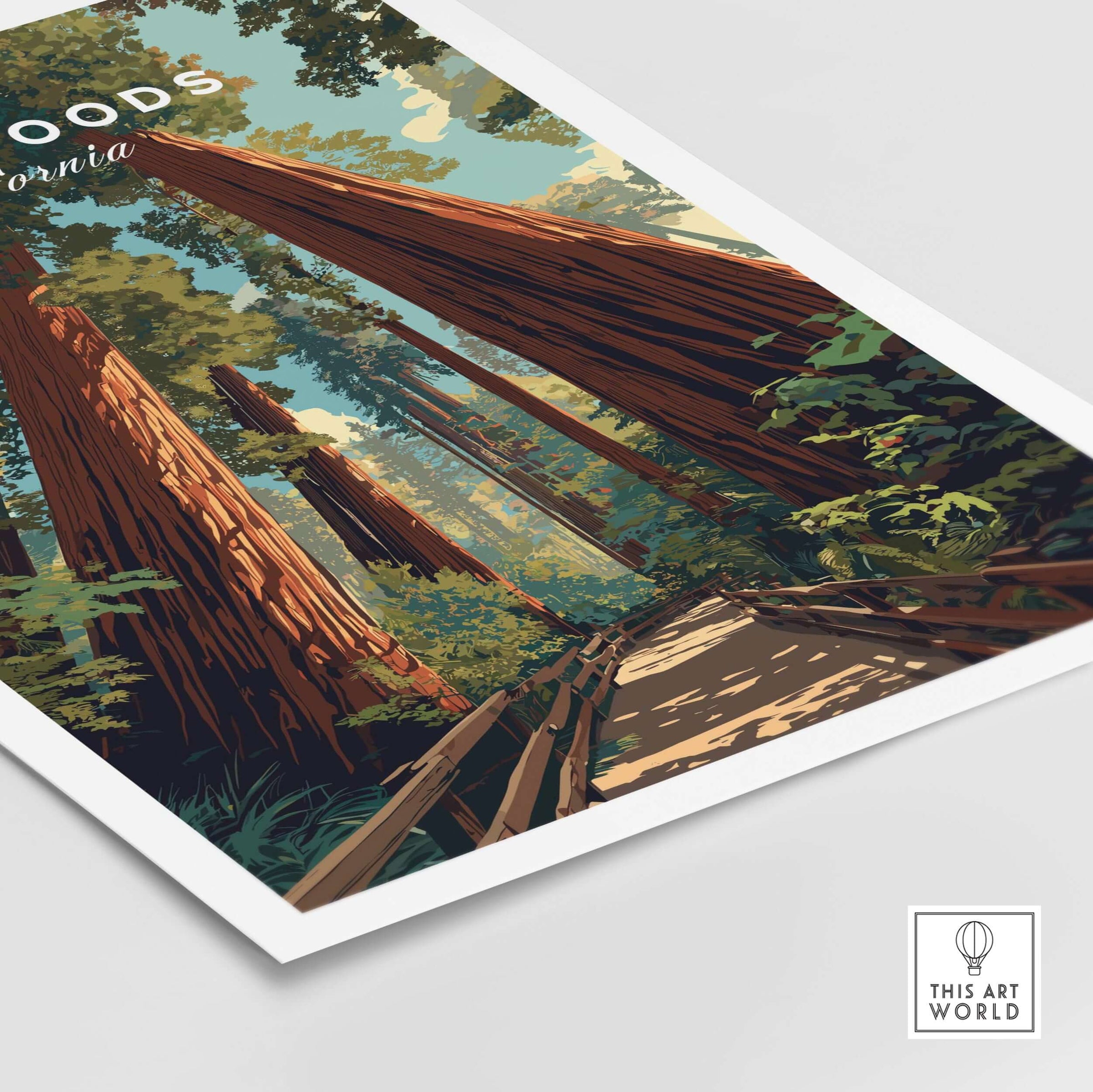 Muir Woods California Redwood Forest Trail Print - Giant Trees Wall Art featuring towering trees and serene forest paths.