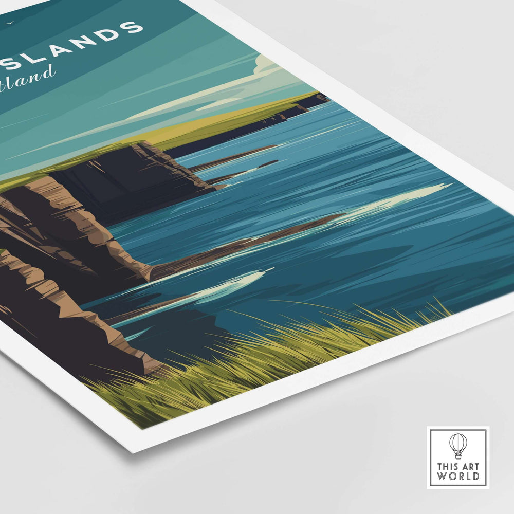 Orkney Islands sea cliffs print showcasing dramatic coastal scenery of Scotland, perfect for nature and travel lovers.