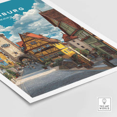 Rothenburg Poster Germany Travel Print showcasing medieval architecture and charming streets.