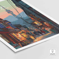 Seoul South Korea N Seoul Print - Traditional Street Wall Art showcasing vibrant streets and cultural charm.