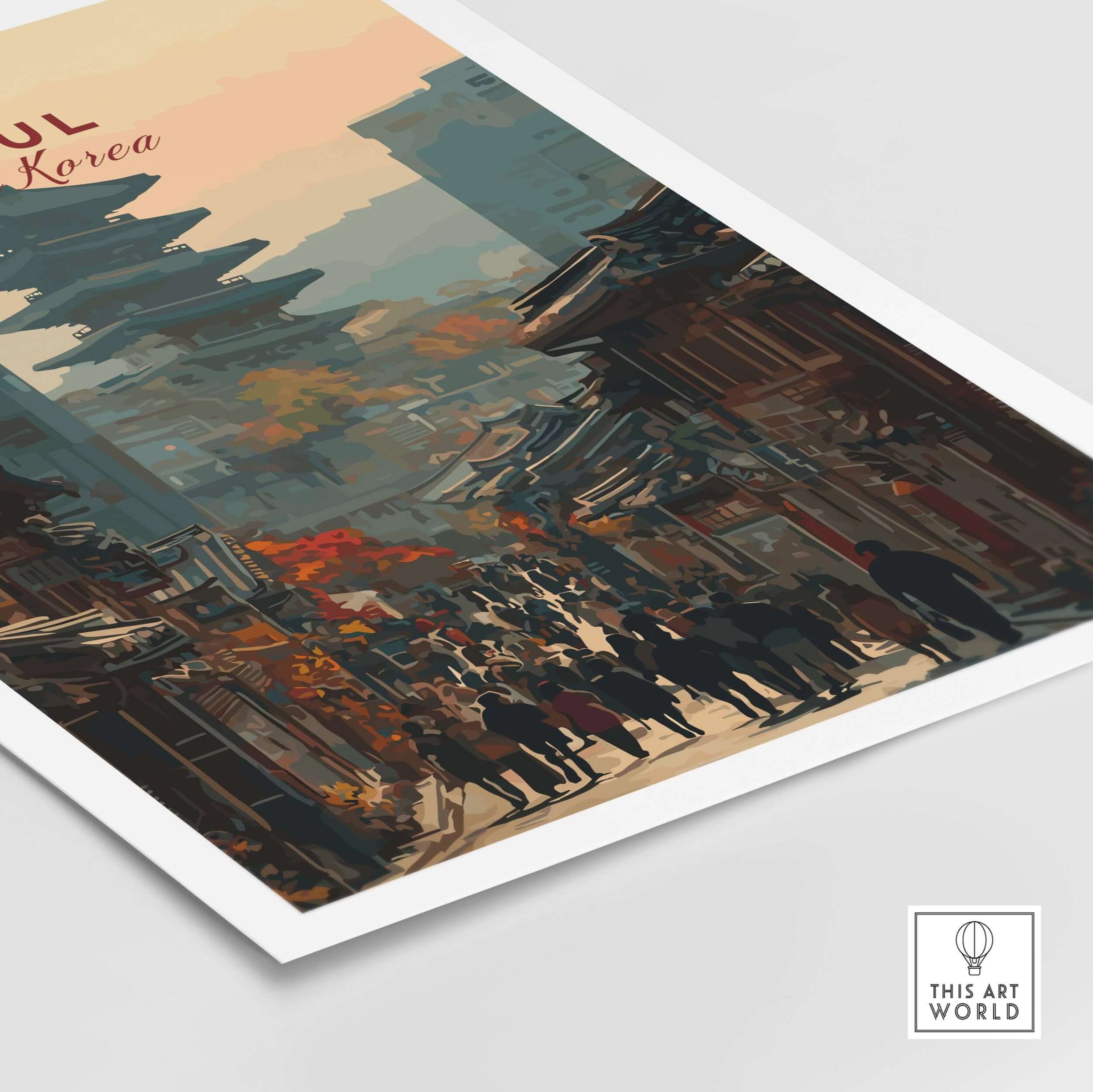 Seoul South Korea Poster - Historic City Landmark Print showcasing iconic architecture and vibrant streets.