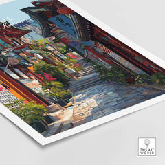 Seoul South Korea Print - Historic Korean Street Wall Art showcasing vibrant street scenes and traditional architecture.