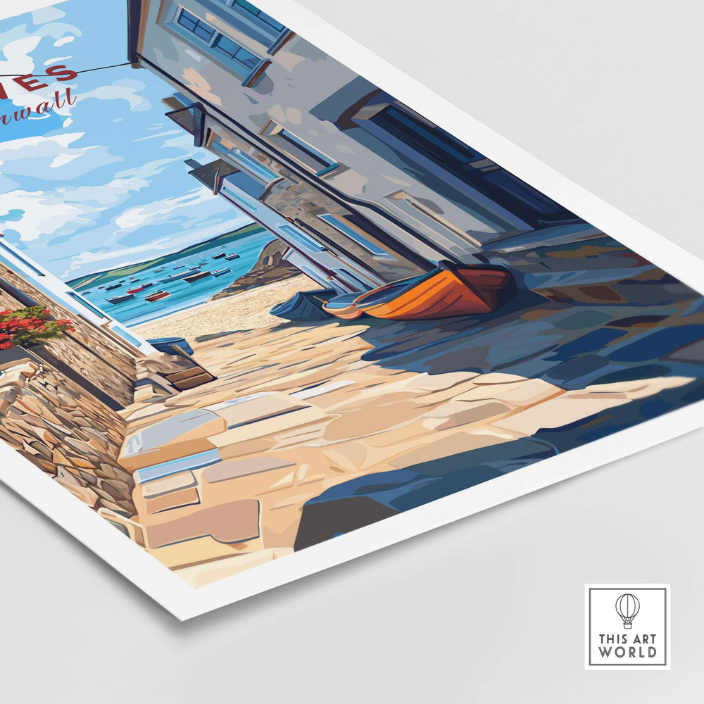 St Ives Cornwall alleyway beach view print showcasing a coastal path leading to the shimmering shore.