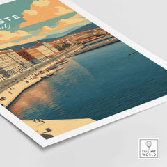 Trieste Italy Print showcasing the coastal charm and historic architecture of Trieste, Italy in vibrant colors.