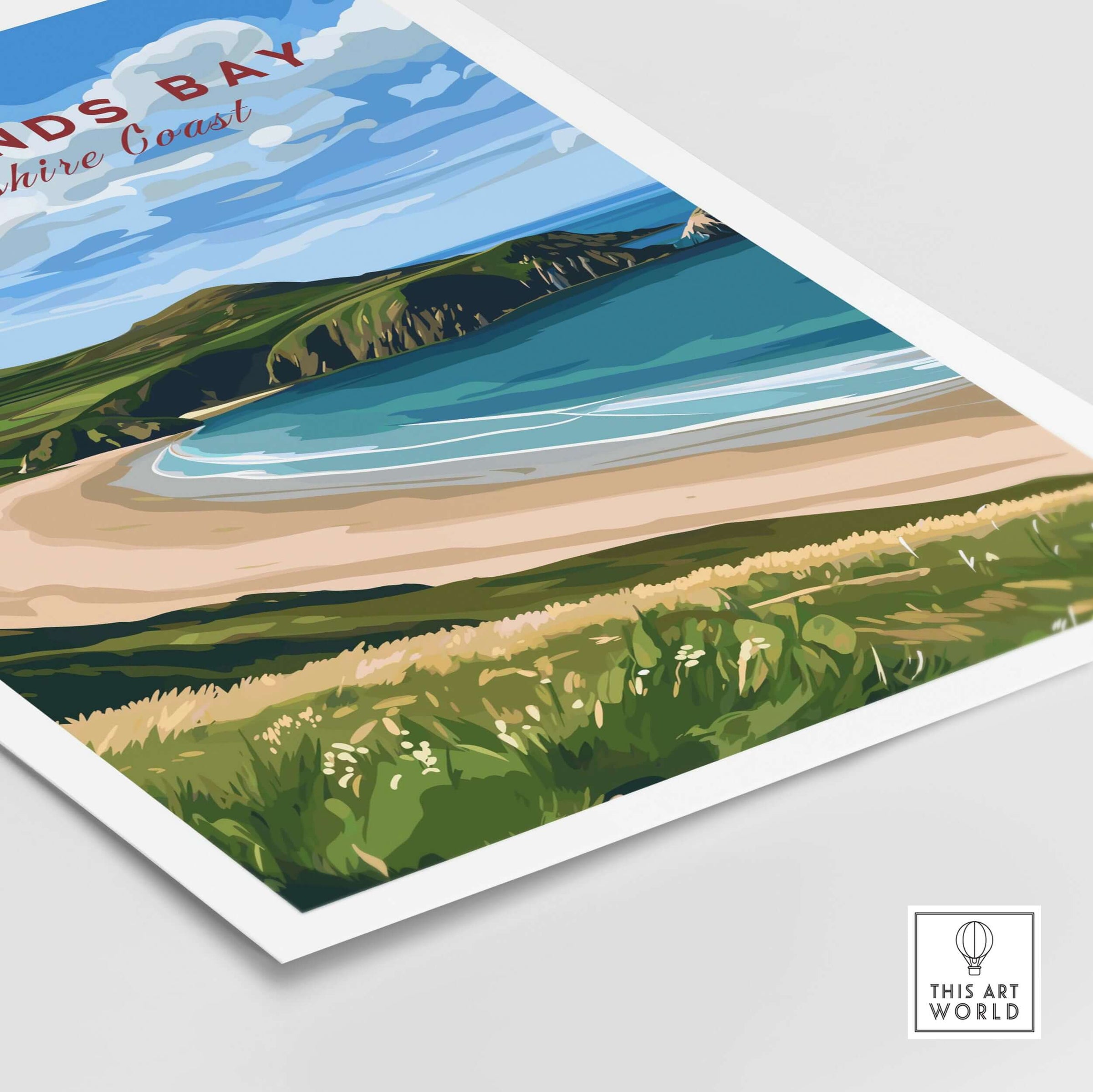 Whitesands Bay Coastal View Poster - Pembrokeshire Coast National Park Wall Art featuring a stunning beach landscape.