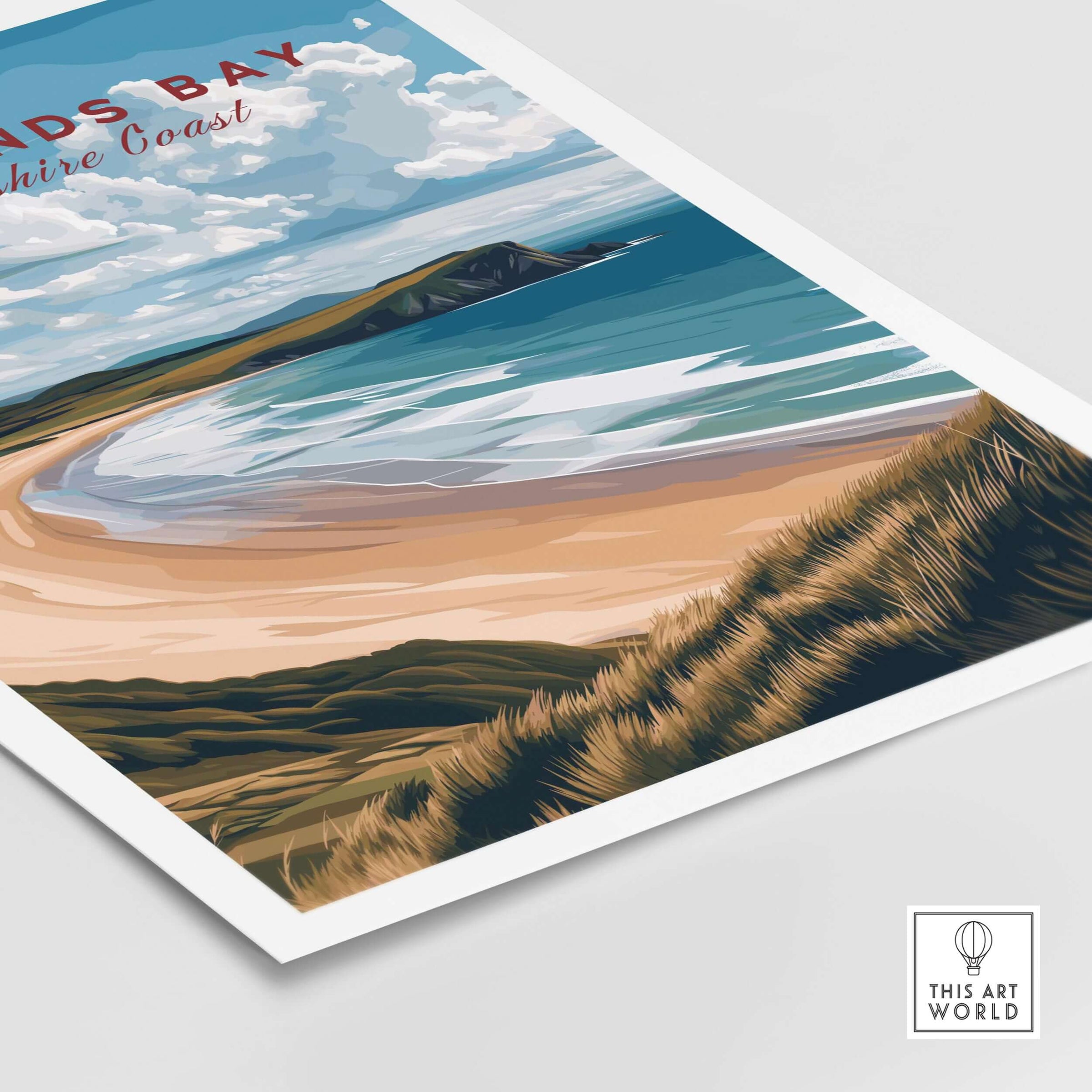 Whitesands Bay Pembrokeshire Sandy Bay Seaside Print - Welsh Coastal Wall Art showcasing sandy shores and water.