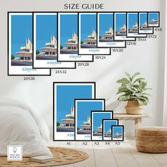 Size guide for Asmara Eritrea Print – Fiat Tagliero Poster in various frame sizes.