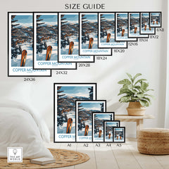 Copper Mountain Colorado Wall Art – Winter Ski Resort Print size guide showcasing available print dimensions.