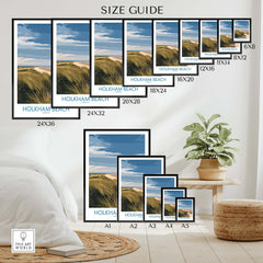 Holkham Beach Norfolk Canvas Print | Minimalist British Seaside Landscape Poster size guide in a modern interior setting.