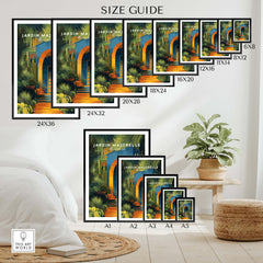 Jardim Majorelle Marrakesh Wall Art Print | Botanical Moroccan Villa Travel Poster size guide with framed art prints.