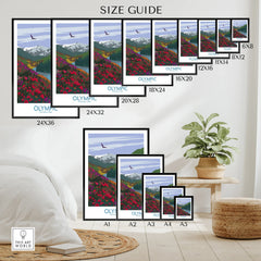 Olympic National Park wall art poster size guide with framed mountain landscape prints