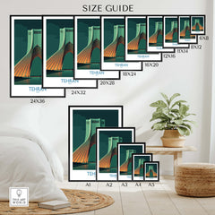 Tehran Iran Canvas Print | Iconic Persian Monument Cityscape Poster size guide with dimensions on various framed prints.