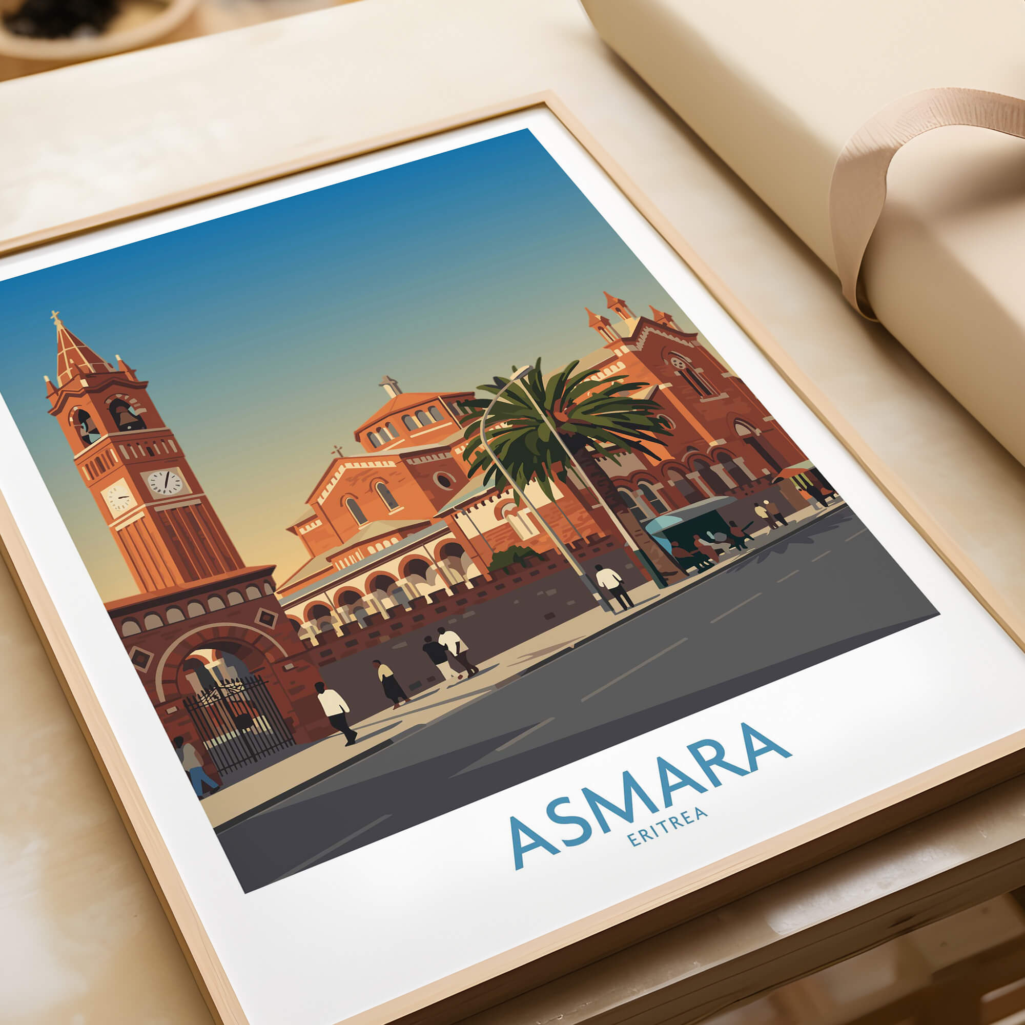 Asmara Eritrea Wall Art – Historic Architecture and City Street Decor Poster featuring a vibrant depiction of Asmara's culture.