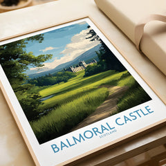 Framed Balmoral Castle art print close-up, landscape wall decor, travel poster