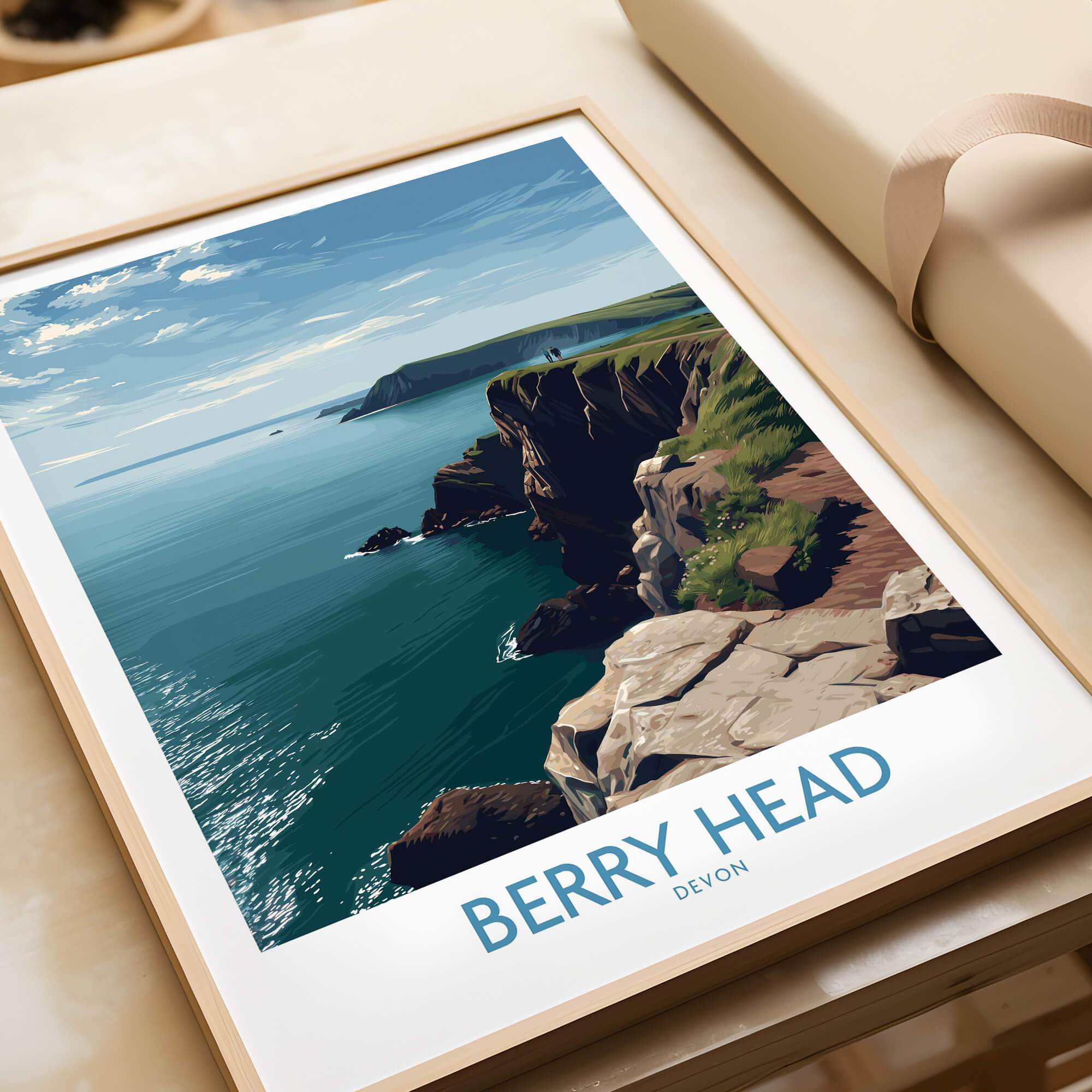 Berry Head Devon Wall Art – English Coast Print showcasing Devon's cliffs and coastal scenery.