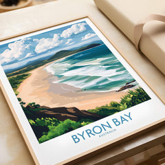 Byron Bay Wall Art Print Australia featuring a vibrant coastal landscape and iconic lighthouse.