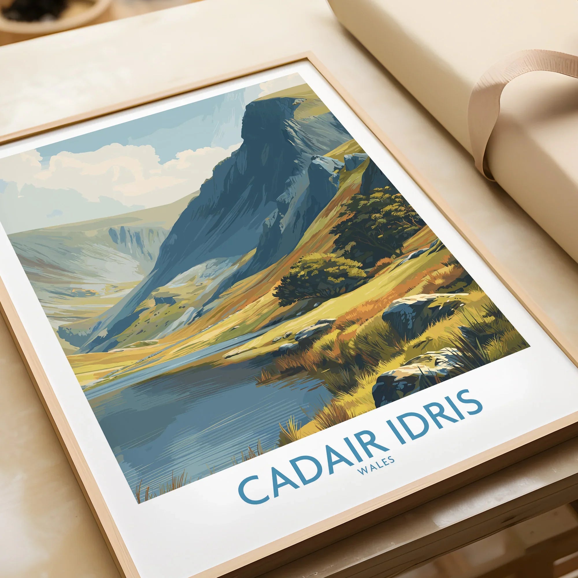 Framed art print of Cadair Idris mountain landscape, unwrapped, nature wall decor gift