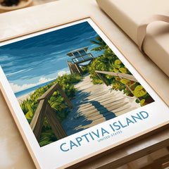 Captiva Island Florida Wall Art – Tropical Art depicting a serene boardwalk leading to the beach with lush greenery.
