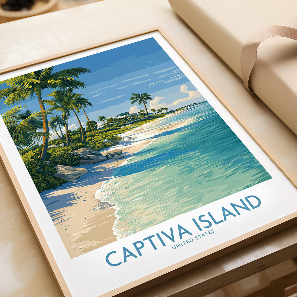 Captiva Island Florida Print – Sunny Shoreline and Tropical Palm Decor showcasing a stunning beach scene.