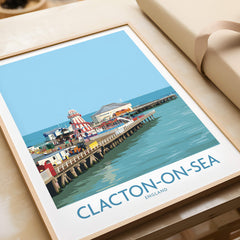 Clacton-on-Sea England Wall Art – British Seaside Decor showcasing the iconic pier and vibrant colors of the seaside.