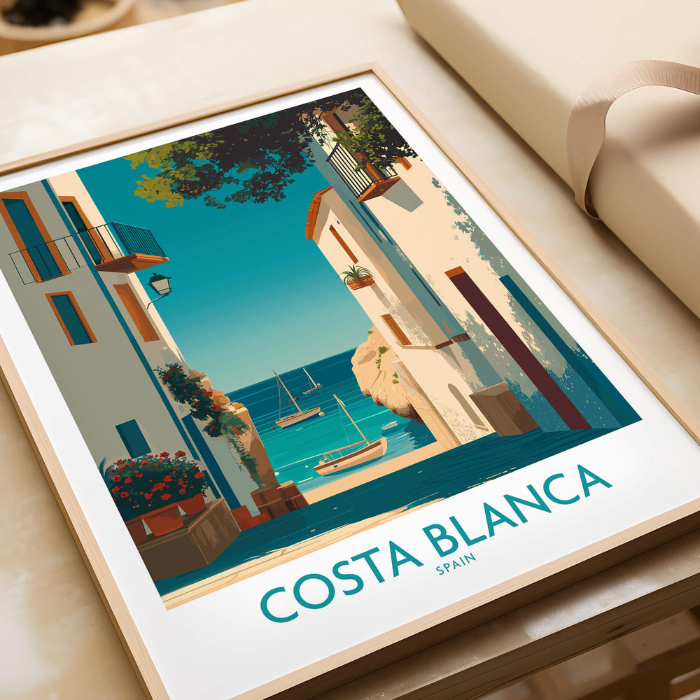 Costa Blanca Spain Wall Art Print - Spanish Village Artwork showcasing picturesque coastal views.