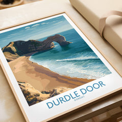Durdle Door Art Print Dorset Wall Art showcasing the iconic limestone arch and coastal landscape of Dorset.