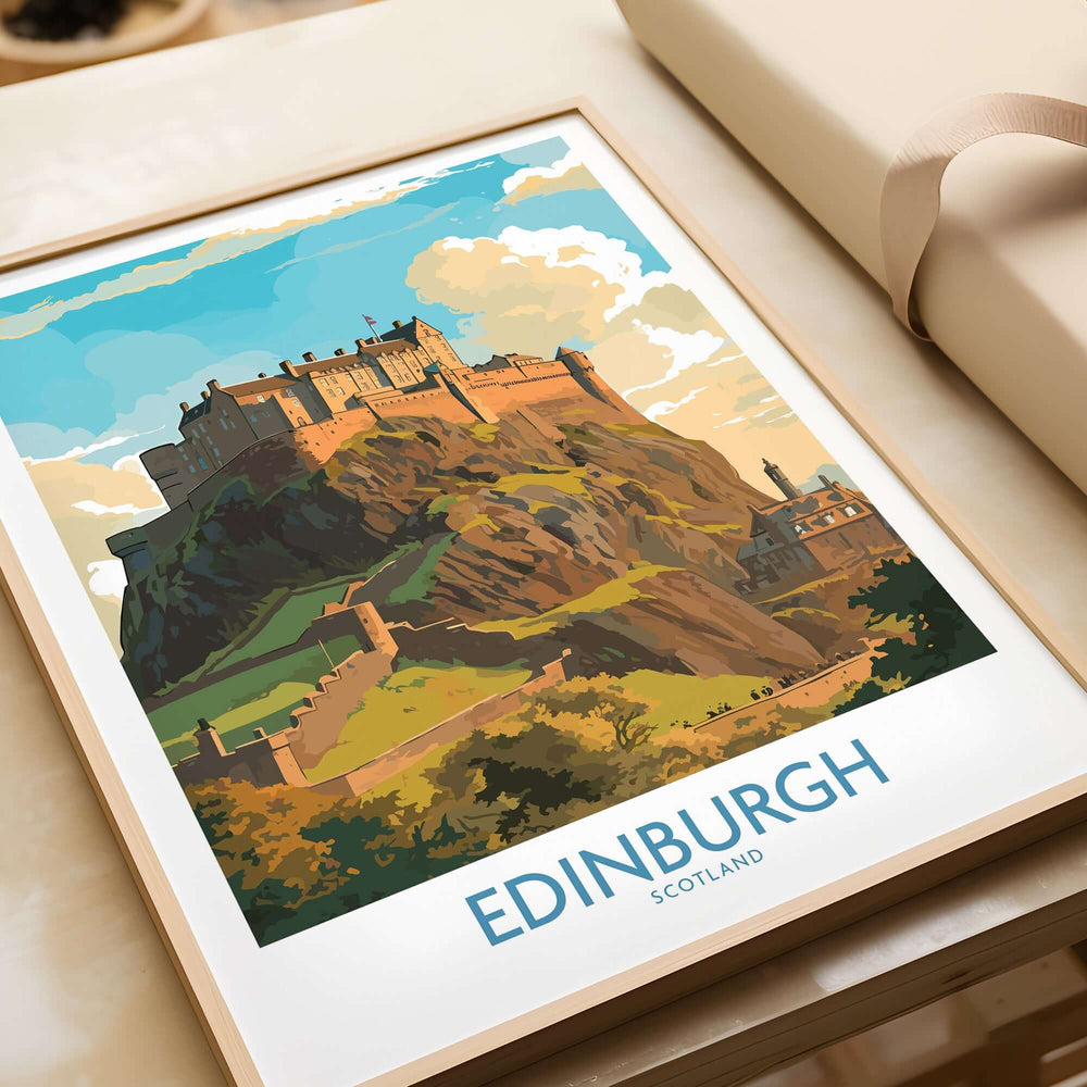Edinburgh Print | Modern Style - Stunning art print of Edinburgh Castle showcasing Scotland's beauty.