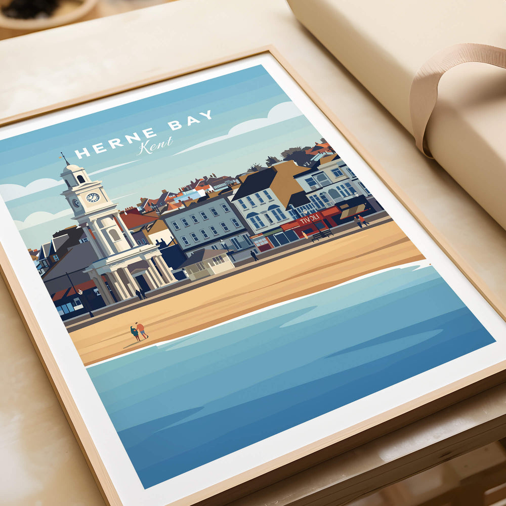 Herne Bay Kent Wall Art Print | British Travel Poster showcasing seaside charm and vintage design.
