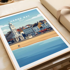 Herne Bay Kent Wall Art Print | British Travel Poster showcasing seaside charm and vintage design.