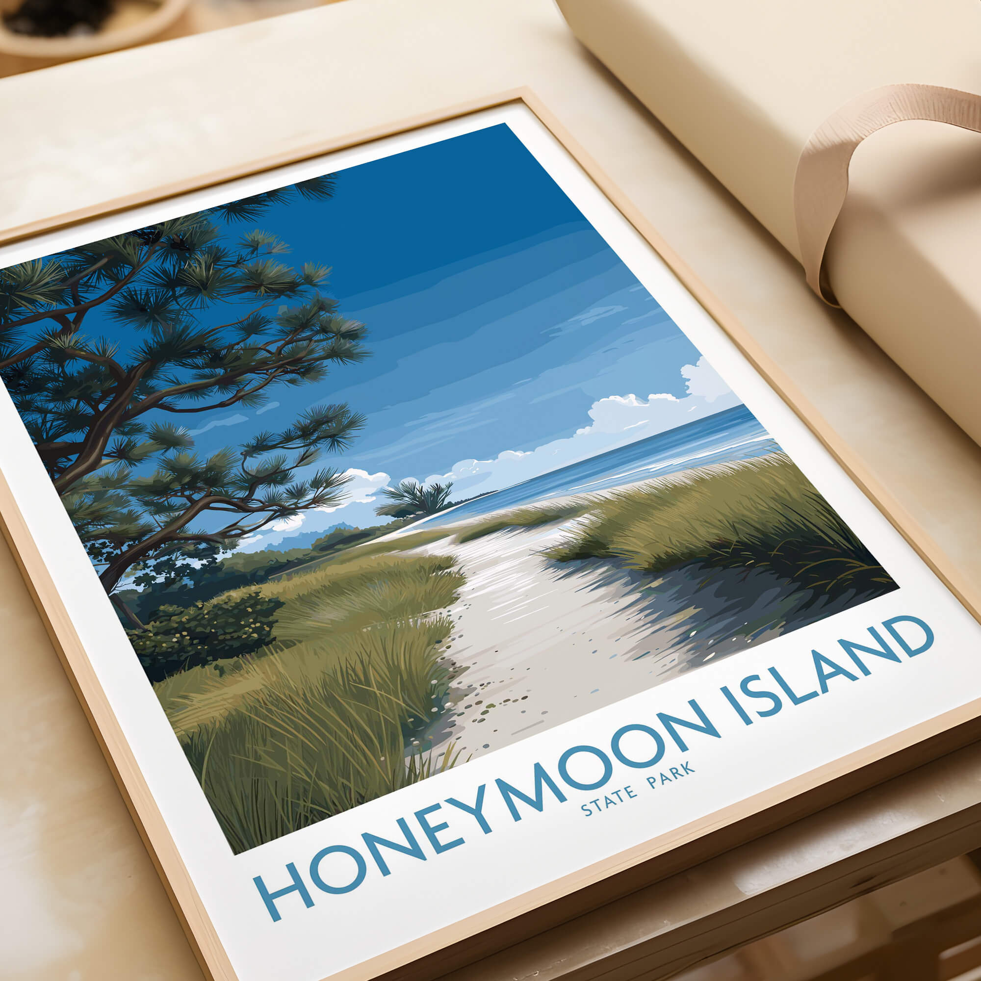 Honeymoon Island Florida Poster | Gulf Coast Landscape Canvas Print showcasing the serene beauty of Honeymoon Island.