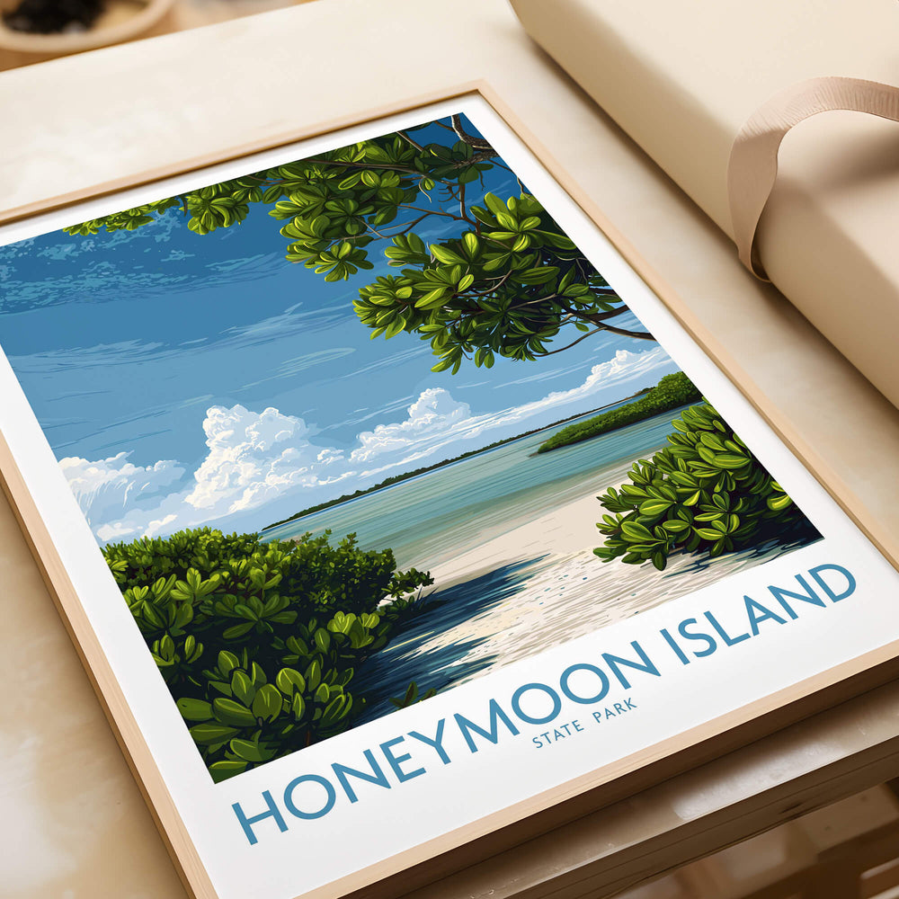 Honeymoon Island Florida Poster | Tropical Island Scene Canvas Print showcasing lush greenery and serene waters.
