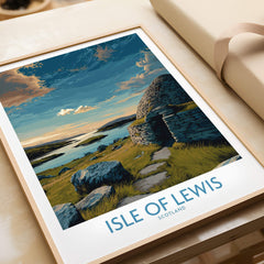 Isle of Lewis Scotland Canvas Print | Outer Hebrides Landscape Poster with scenic view of rocks and water.