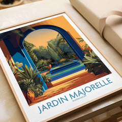 Jardim Majorelle Marrakesh Canvas Print | Exotic Plant & Architecture Posters featuring lush greenery and Moroccan architecture.