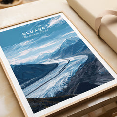 Kluane Wall Art Print National Park Canada | Yukon Glacier Landscape Travel Poster showcasing a stunning glacier view.