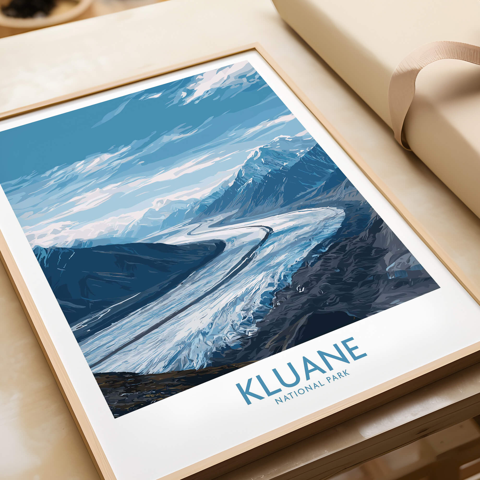 Kluane Poster National Park Canada | Snow Capped Mountains Canvas Print framed artwork of Kluane National Park
