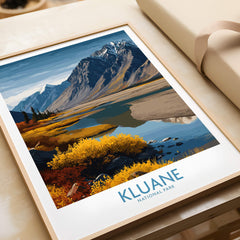 Kluane National Park Canada Canvas Print | Mountain Poster showcasing stunning mountain scenery and vibrant fall colors.