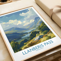 Framed Llanberis Pass Snowdonia art print, landscape poster, unwrapped gift, closeup view