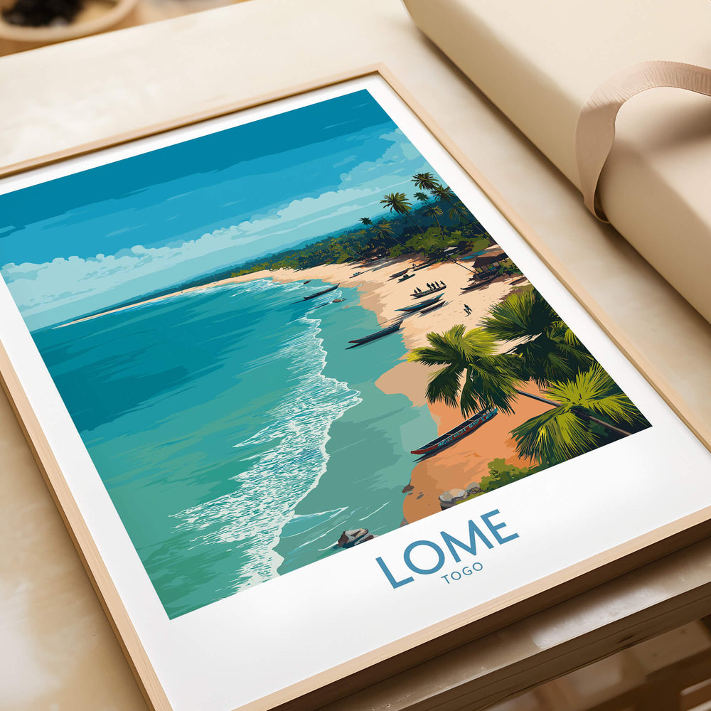 Lomé Togo Poster | West African Coastline Canvas Print featuring stunning beach and turquoise waters.