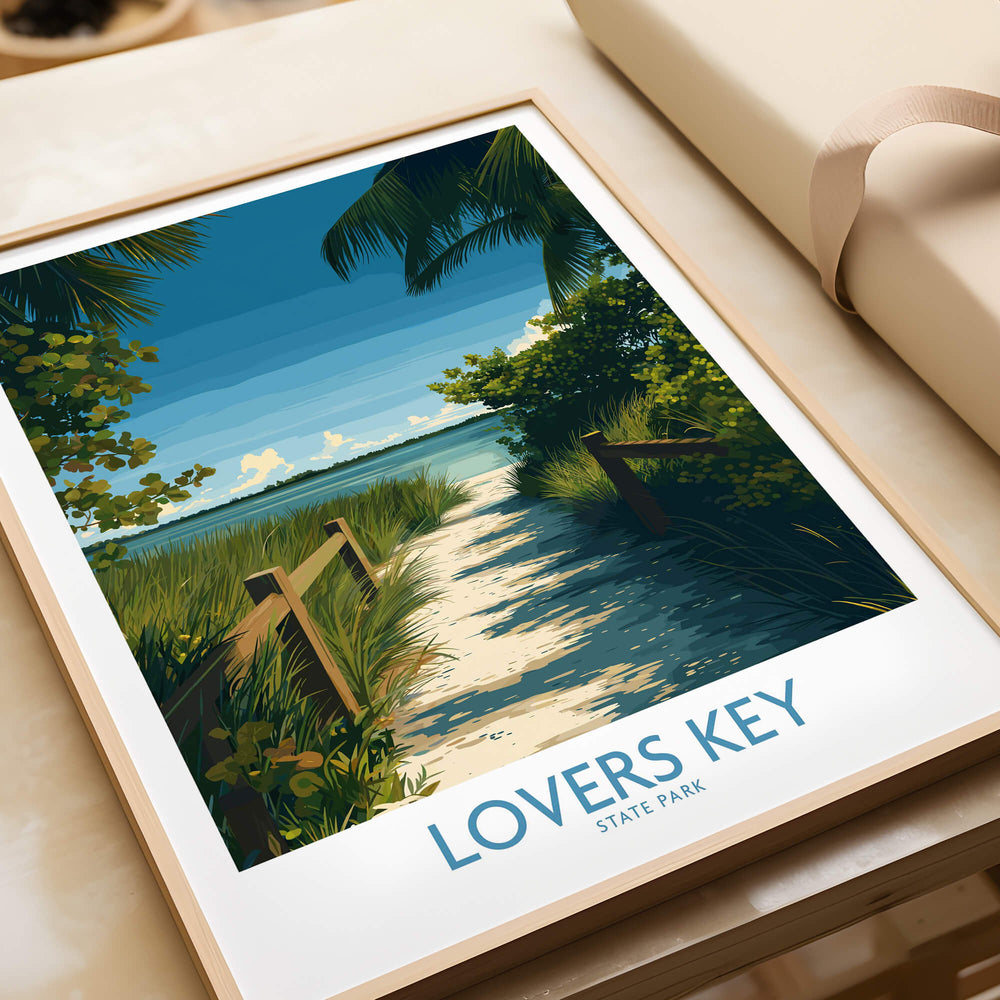 Lovers Key Florida Poster | Tropical Nature Path Canvas Print showcasing a scenic pathway at Lovers Key State Park.