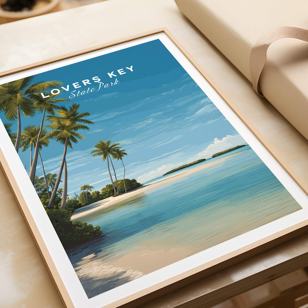 Lovers Key Wall Art Print | Paradise Island Scenery Florida Travel Poster featuring a vibrant coastal scene.