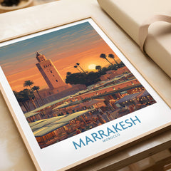 Marrakesh Morocco Canvas Art Print | Jemaa el-Fnaa Market Scene Poster