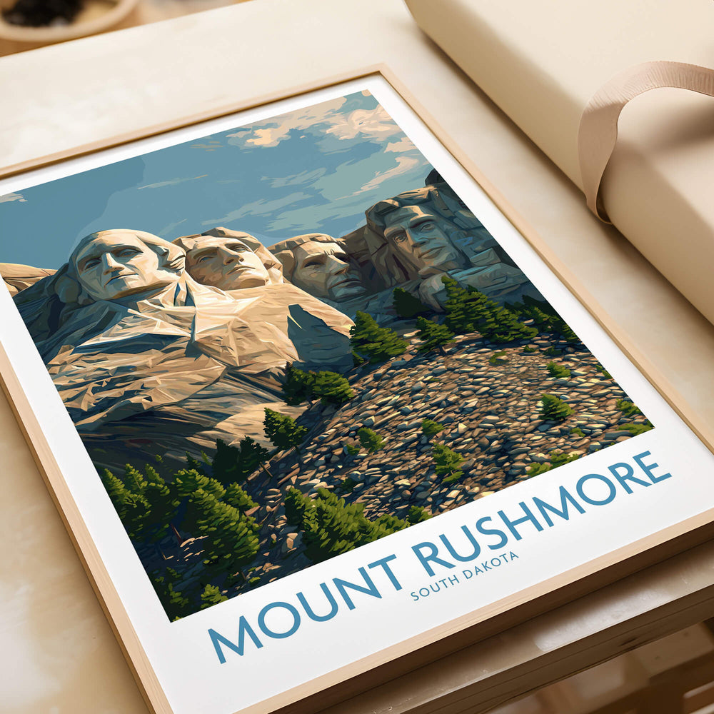 Mount Rushmore Poster | Black Hills National Memorial Canvas Print showcasing iconic presidential faces in South Dakota.