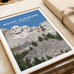 Mount Rushmore Print | National Memorial Wall Art showcasing the iconic faces of the monument against a blue sky.