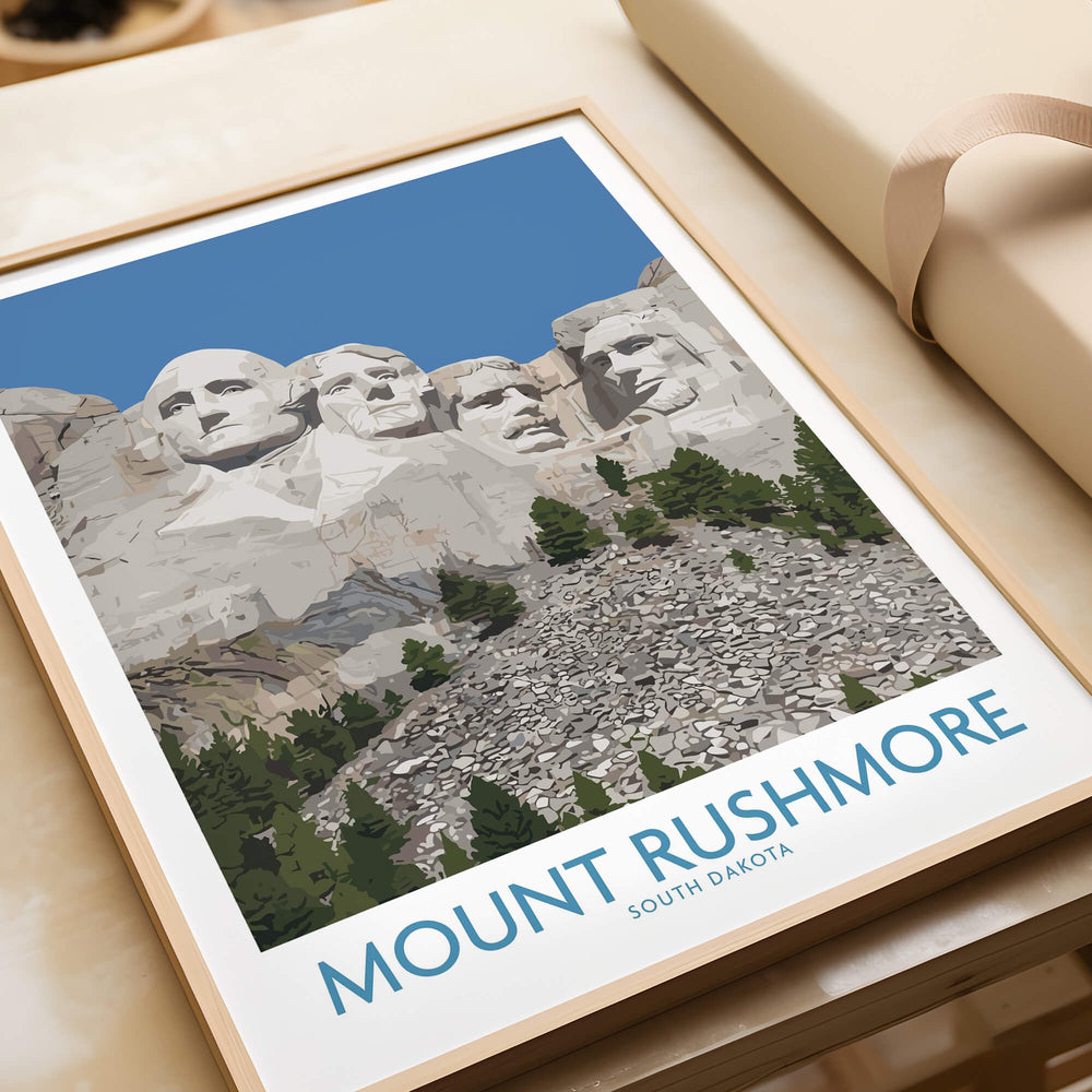 Mount Rushmore Poster | Black Hills National Memorial Canvas Print South Dakota displayed in a framed art print.