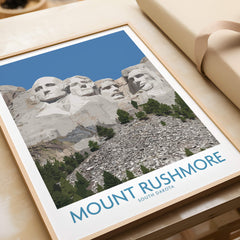 Mount Rushmore Poster | Black Hills National Memorial Canvas Print South Dakota displayed in a framed art print.
