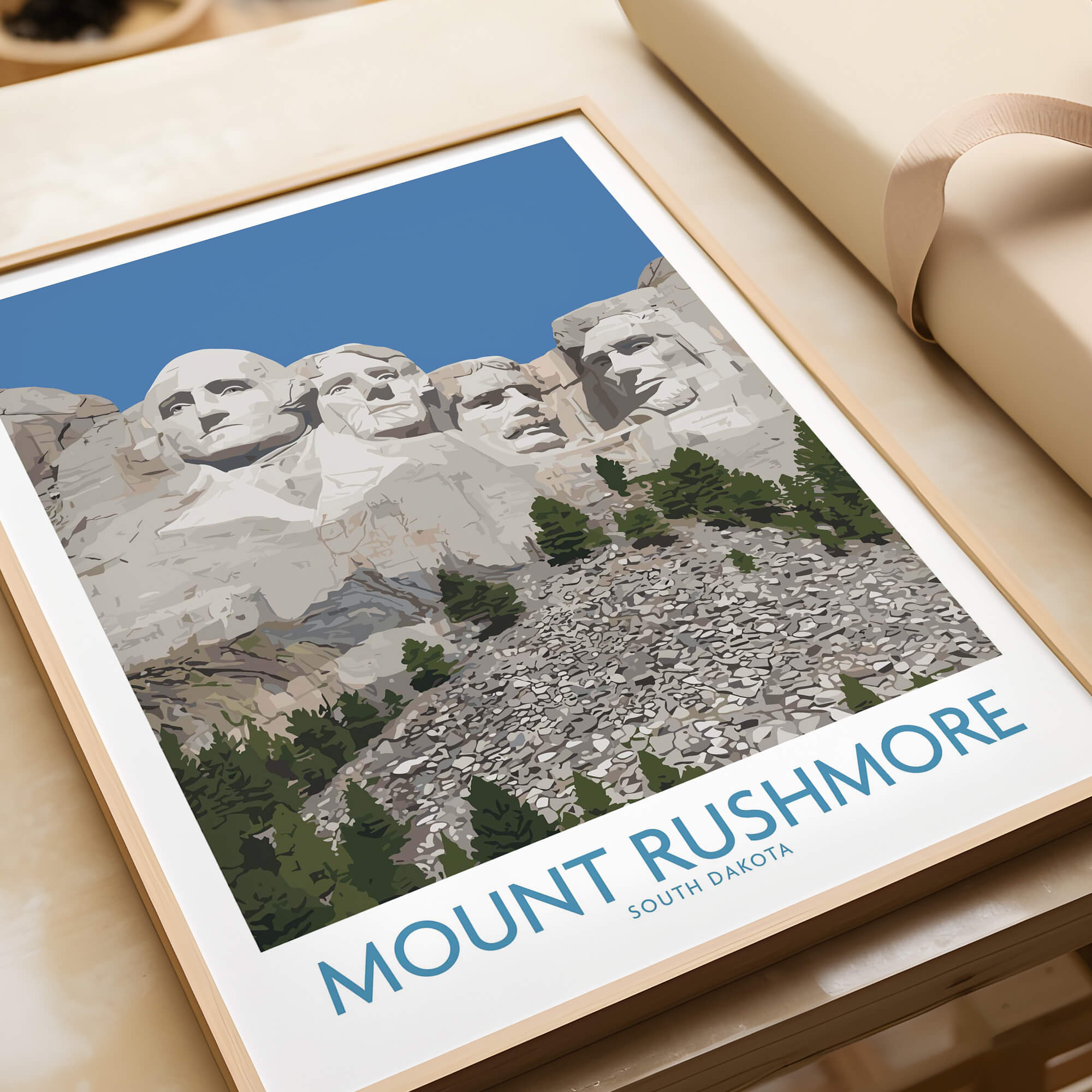 Mount Rushmore Poster | Black Hills National Memorial Canvas Print South Dakota displayed in a framed art print.