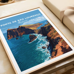 Framed art print of Ponta de São Lourenço cliffs and ocean, Madeira, unwrapped gift