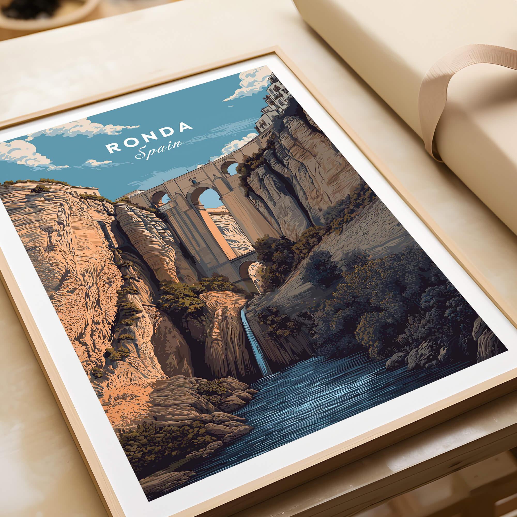 Ronda Spain Wall Art Print | Puente Nuevo Gorge Waterfall – This
